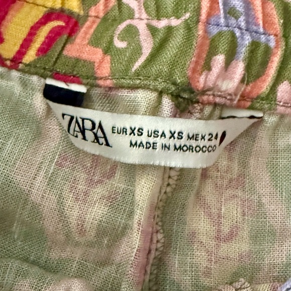 Zara Linen Multicolored High Waisted Shorts Womens Size XS - Picture 9 of 11